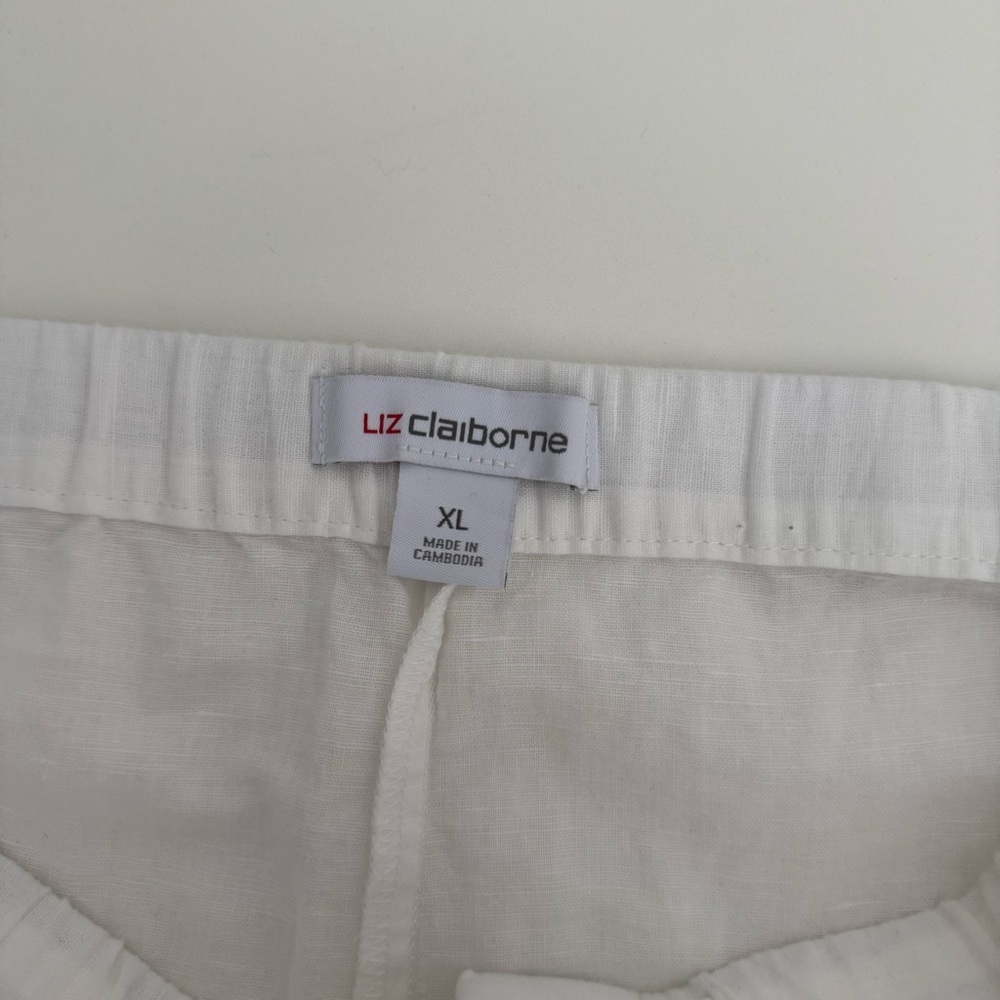 Liz Claiborne White Linen Blend Relaxed Wide Leg Pants XL - Picture 7 of 13